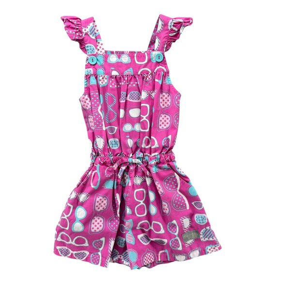 Eleanor Rose Maya Romper Girls Pink Blue Sunglasses Flutter Sleeve Size 5-6 - Picture 1 of 7